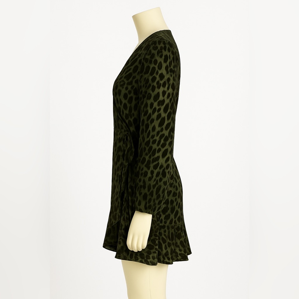 Alex Marie Velvet Leopard Print Wrap Dress Plus Green Sz. 16W - Picture 5 of 7